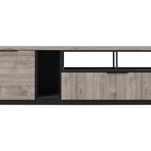 Black Friday Conforama :   Meuble TV  SNAPP coloris noir/ imitation bois gris à -30%