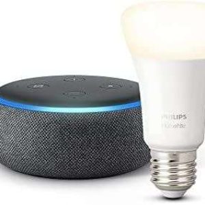 Black Friday Amazon : Echo Dot (3ème génération) – Tissu anthracite + Ampoule connectée Philips Hue White (E27) à -52%